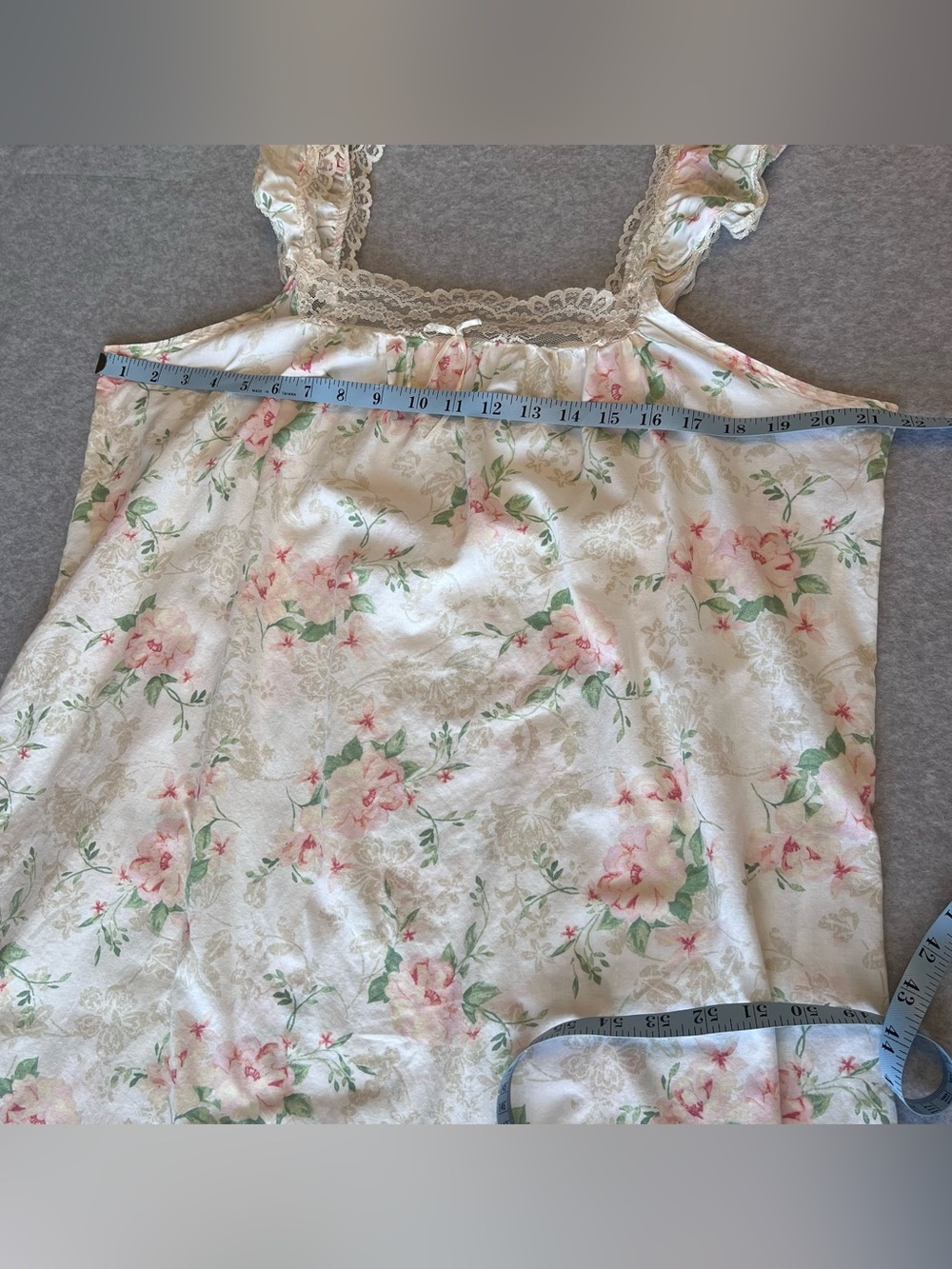 Vintage Laura Ashley Floral Nightgown Large 100% Cotton Lace Trim Cottagecore - Picture 8 of 11